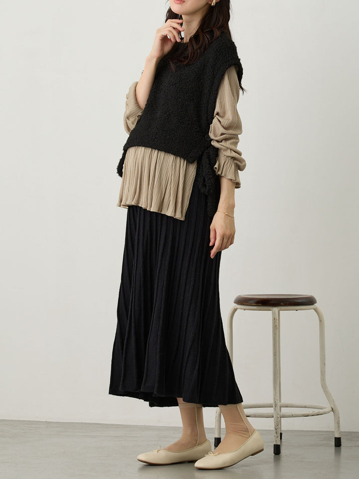 ニットプリーツスカート Black