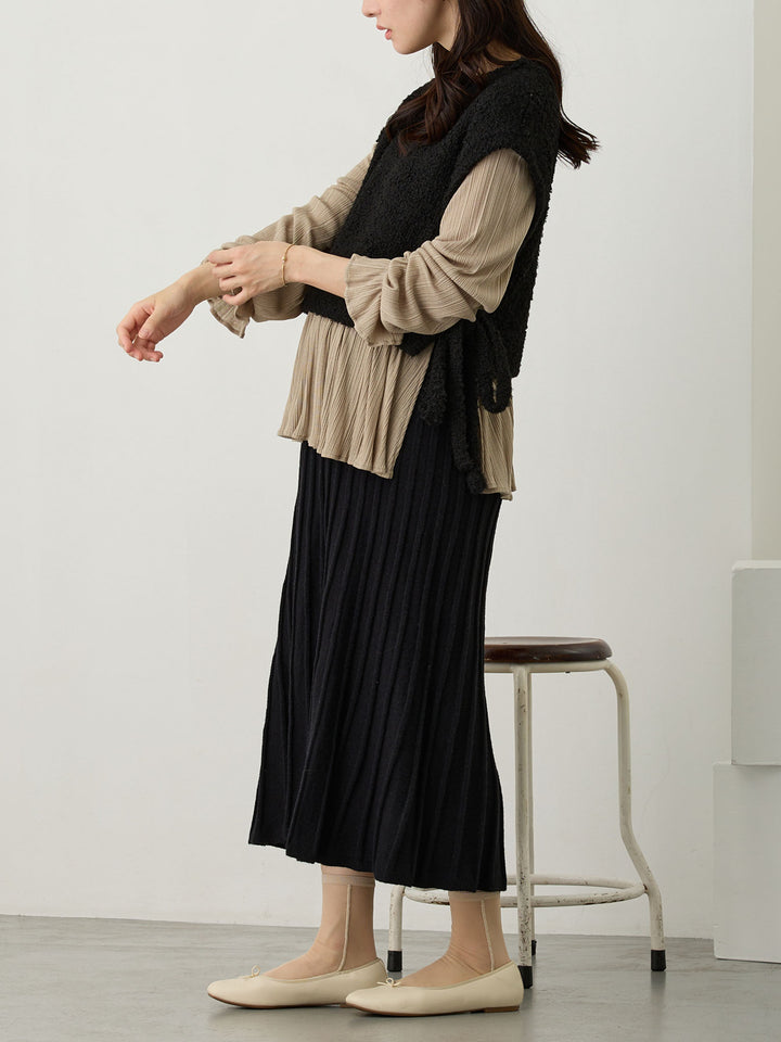 ニットベストドッキングトップス Black