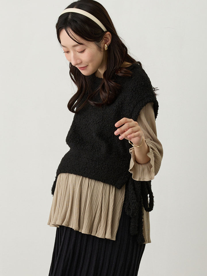 ニットベストドッキングトップス Black
