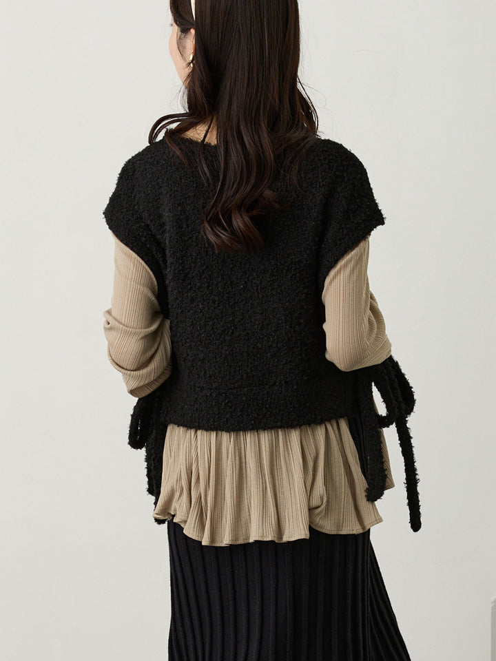 ニットベストドッキングトップス Black