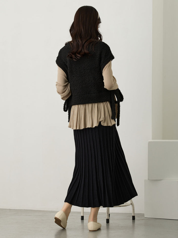 ニットプリーツスカート Black