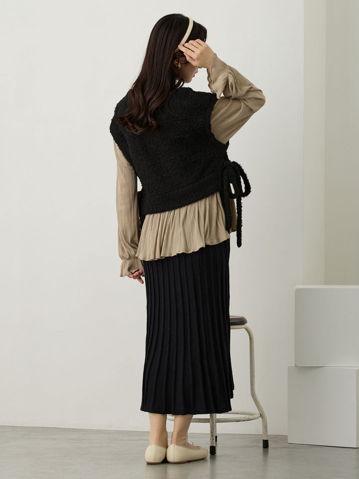 ニットベストドッキングトップス Black