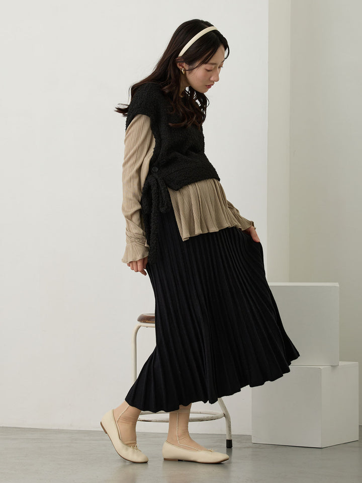 ニットプリーツスカート Black