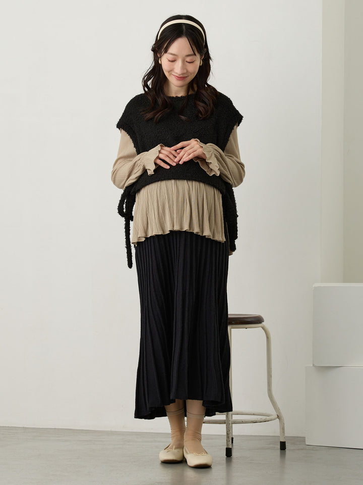 ニットベストドッキングトップス Black