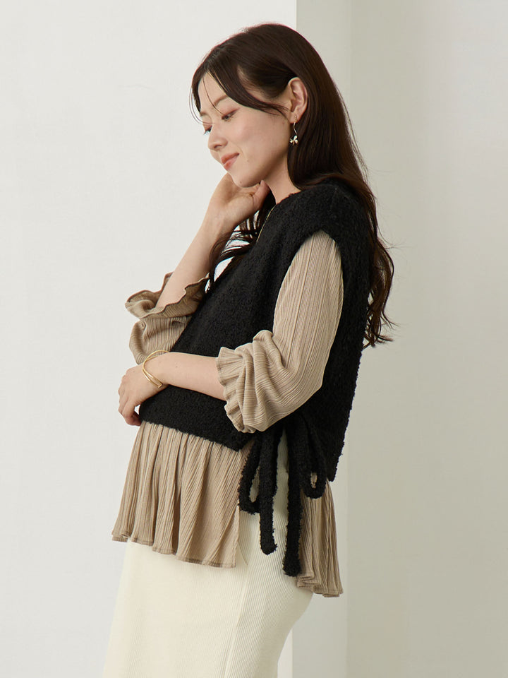 ニットベストドッキングトップス Black