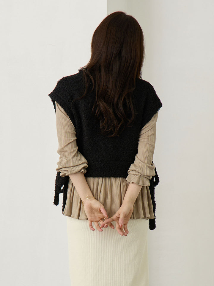 ニットベストドッキングトップス Black
