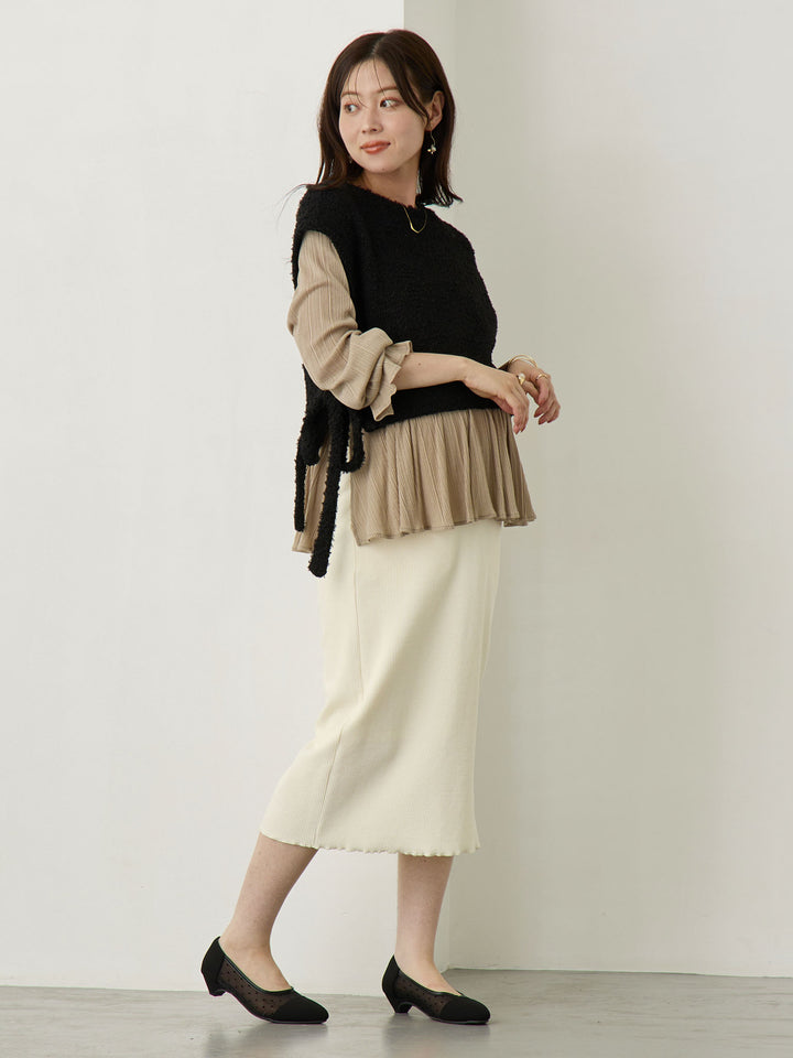 ニットベストドッキングトップス Black