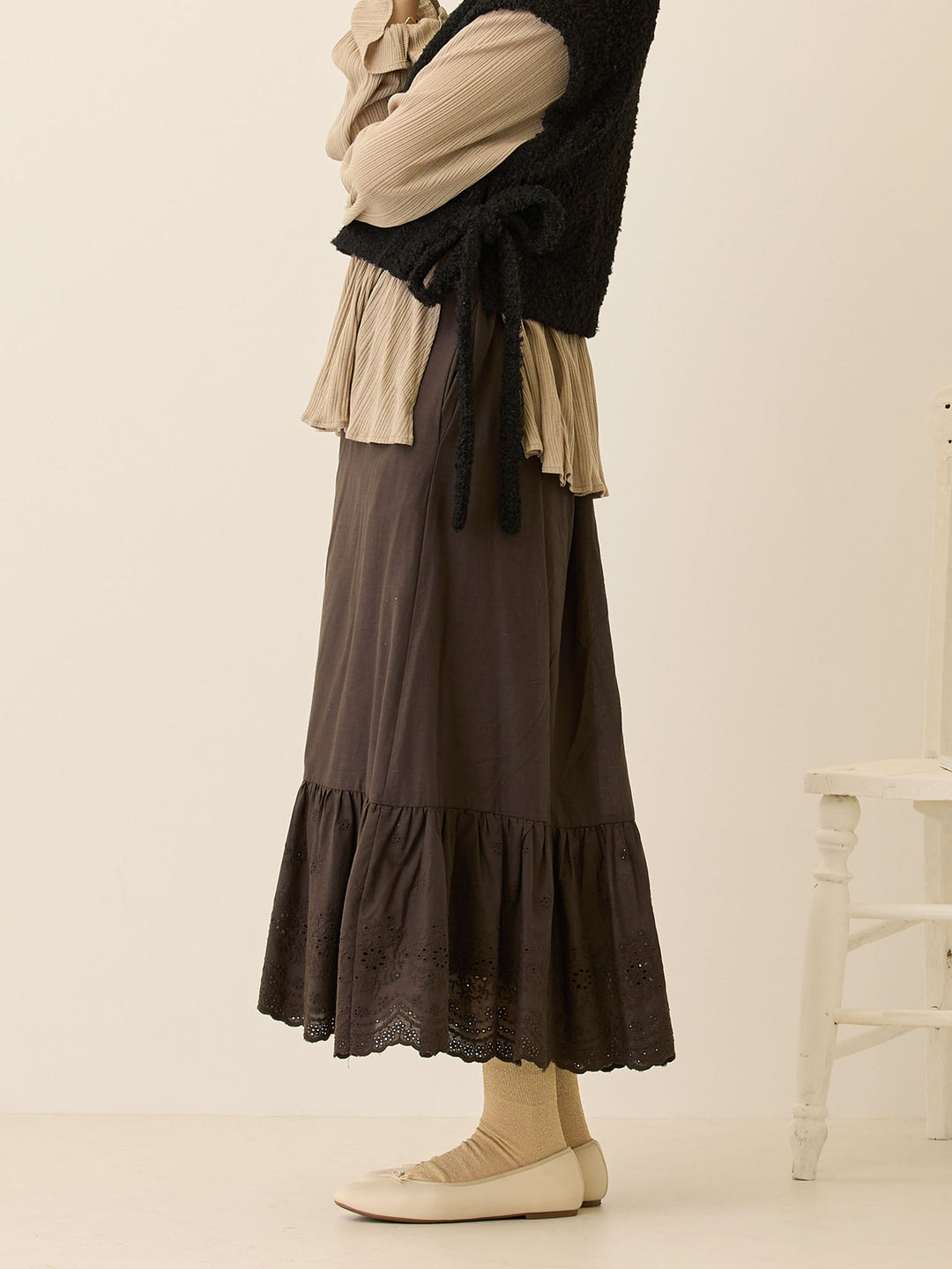 コットンレーススカート Charcoal