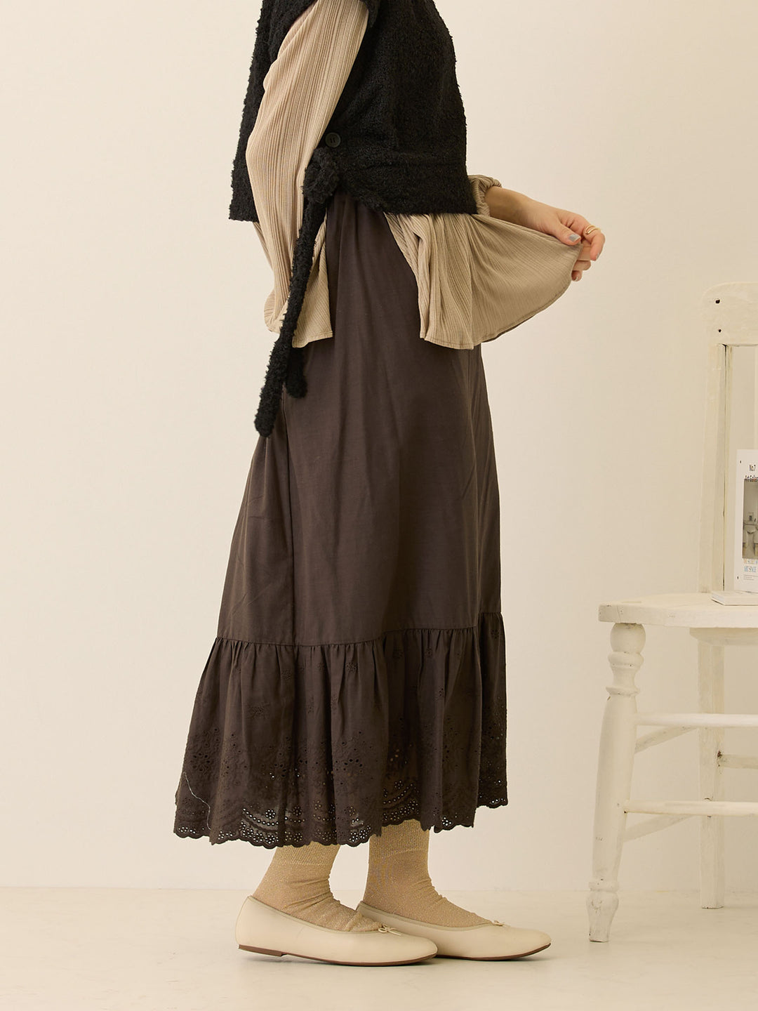 コットンレーススカート Charcoal