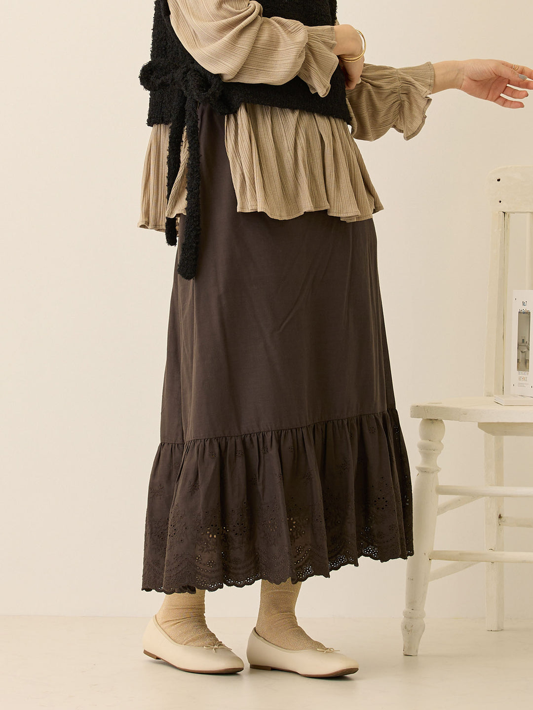 コットンレーススカート Charcoal