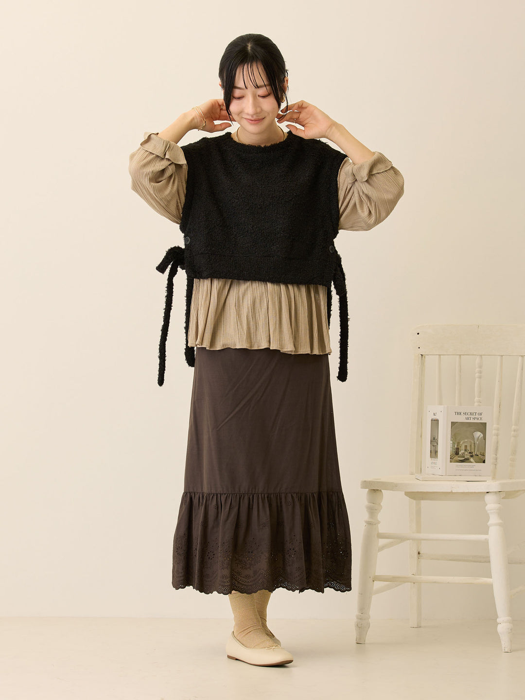 コットンレーススカート Charcoal