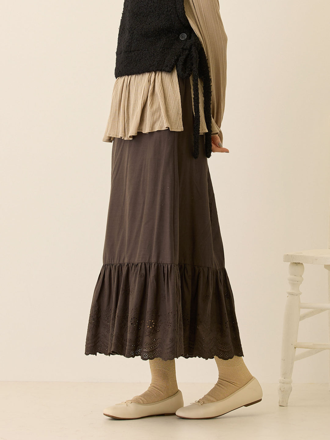 コットンレーススカート Charcoal