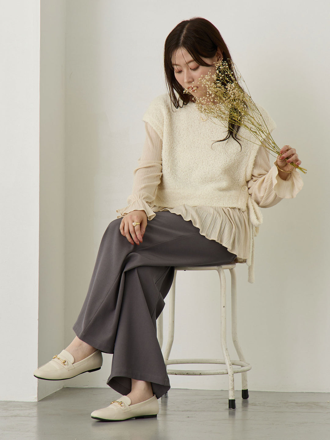 タックワイドパンツ Gray