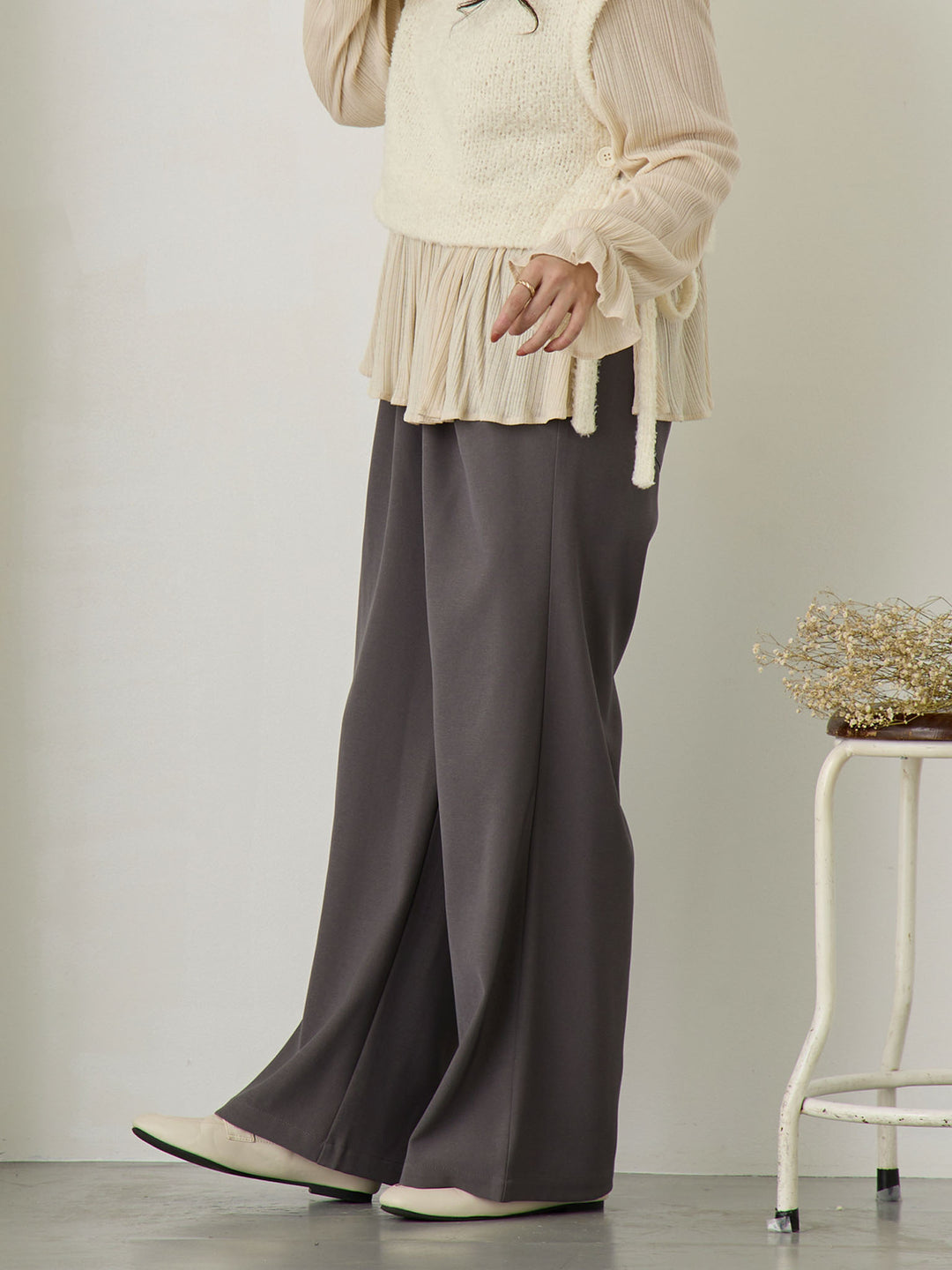 タックワイドパンツ Gray