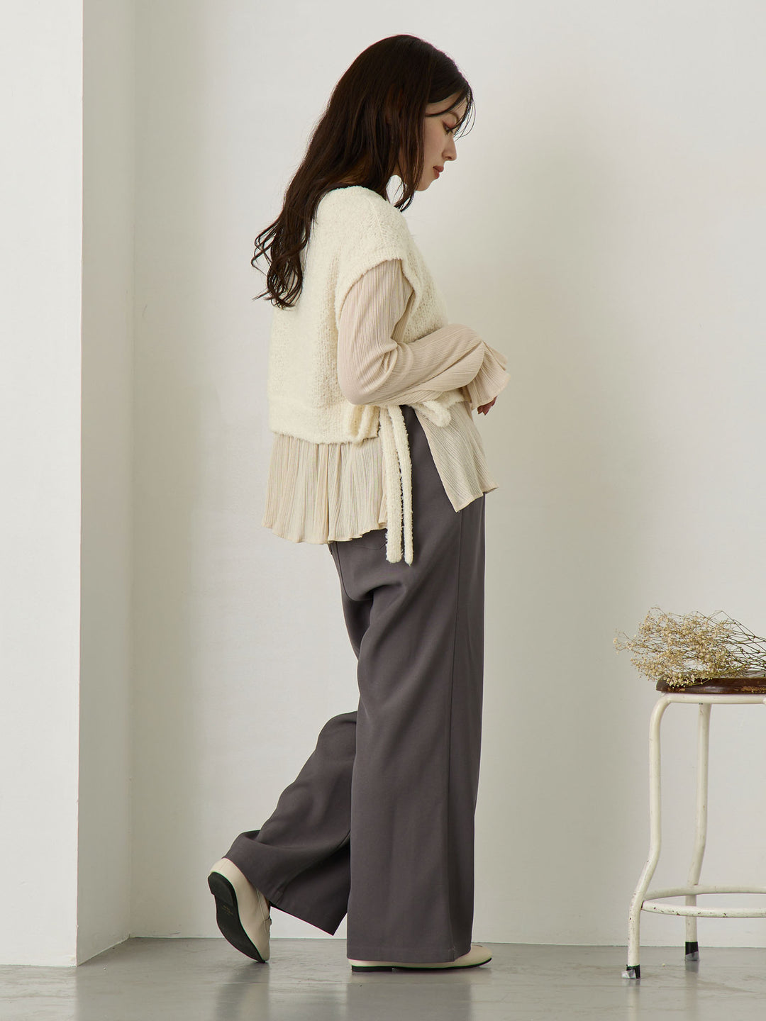 Knit Vest Docking Top - Ivory