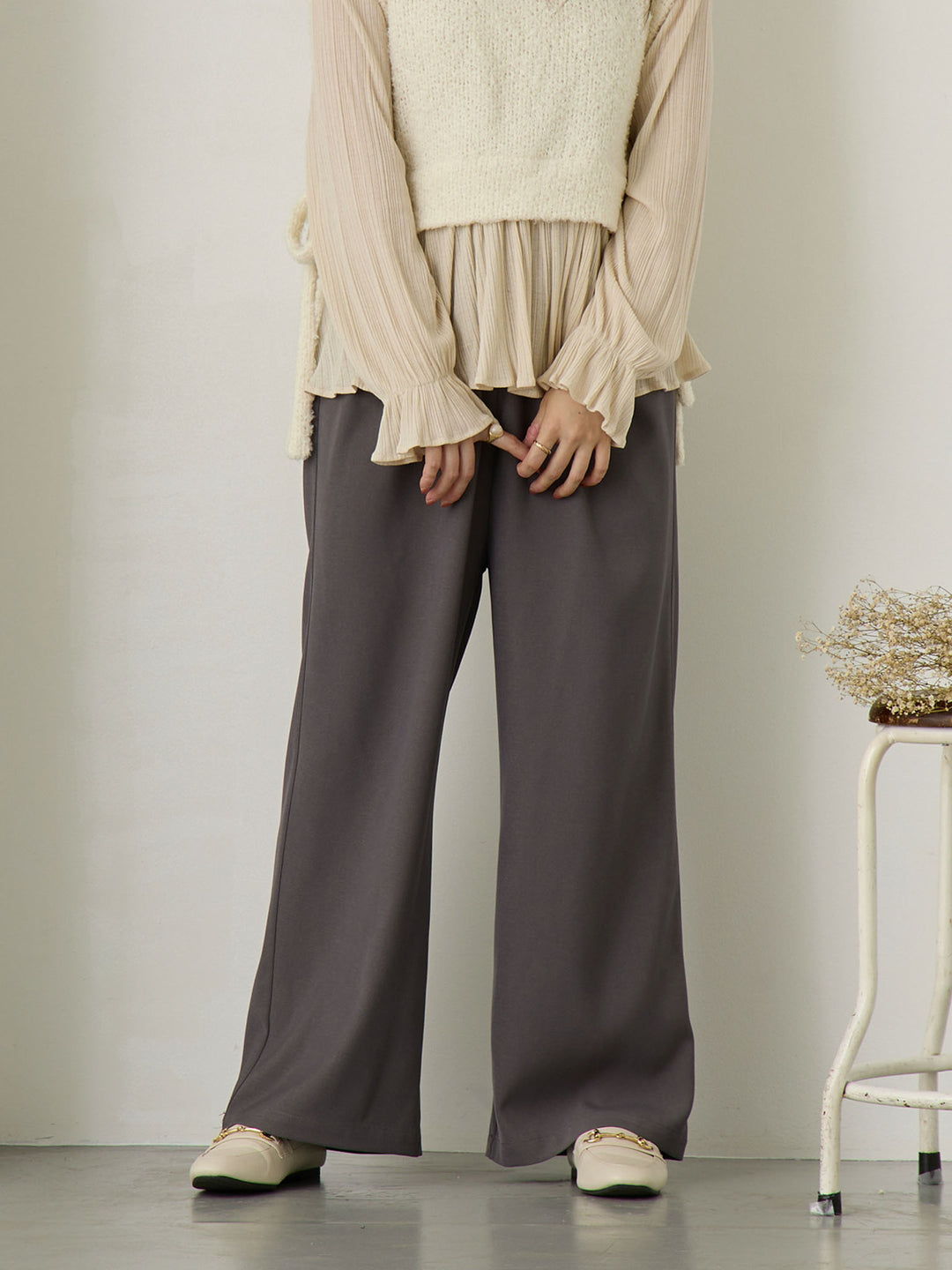 タックワイドパンツ Gray