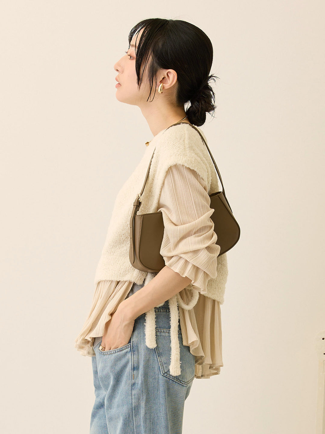 ニットベストドッキングトップス Ivory