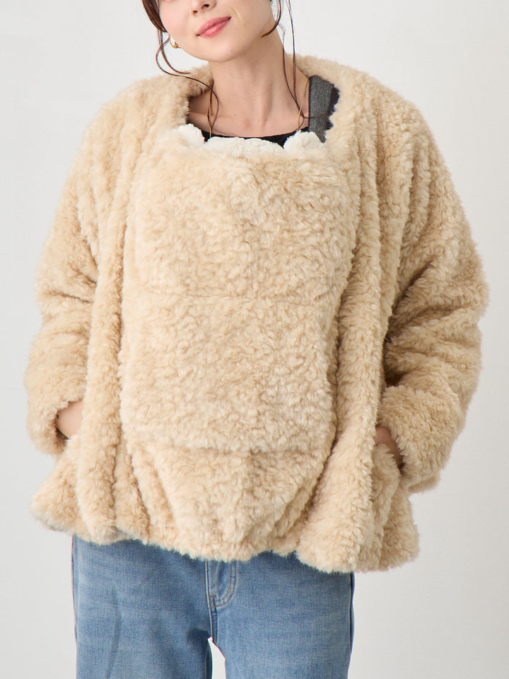 ダッカー付きフラッフィーアウター Beige
