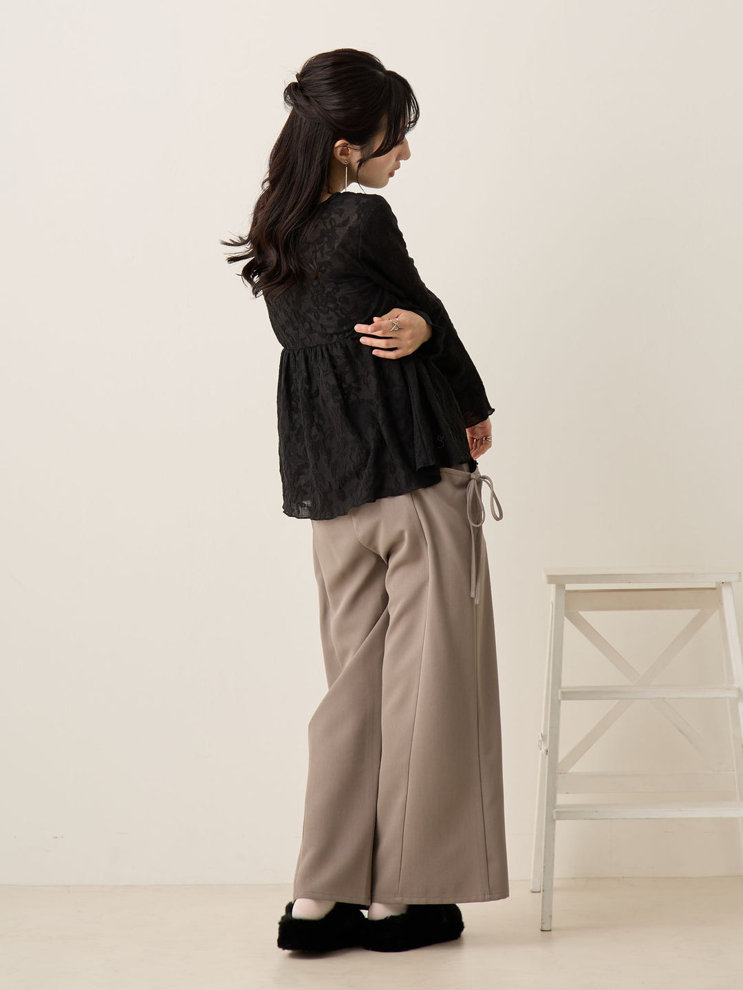 侧边蝴蝶结裤 灰色