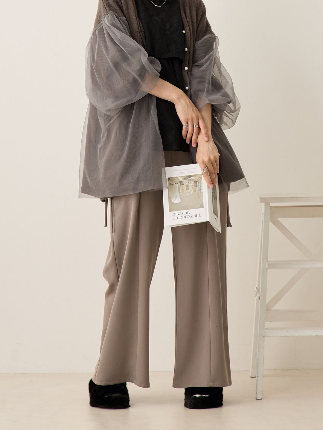 侧边蝴蝶结裤 灰色