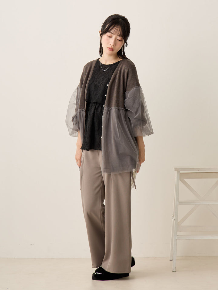 薄纱开衫，炭灰色