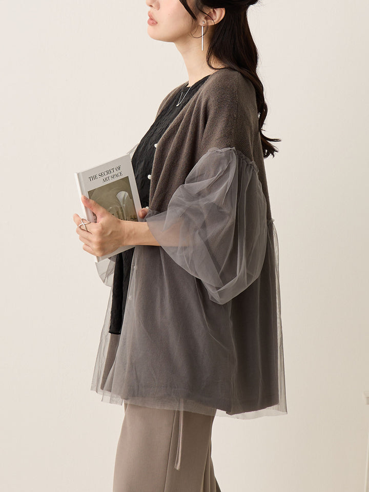 薄纱开衫，炭灰色