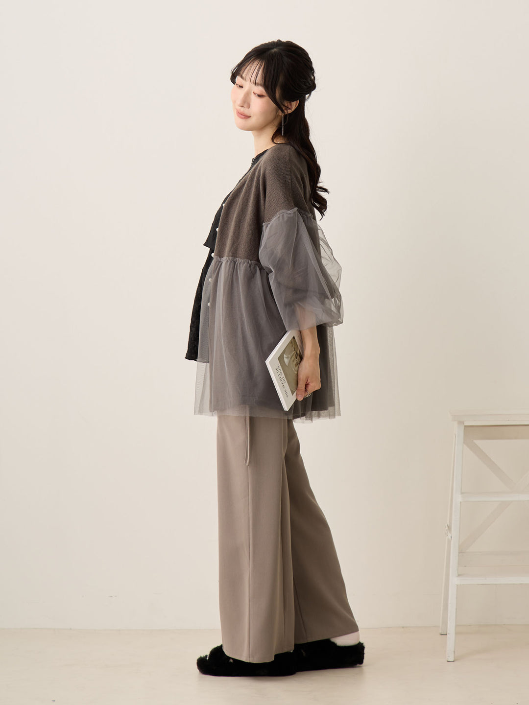 侧边蝴蝶结裤 灰色