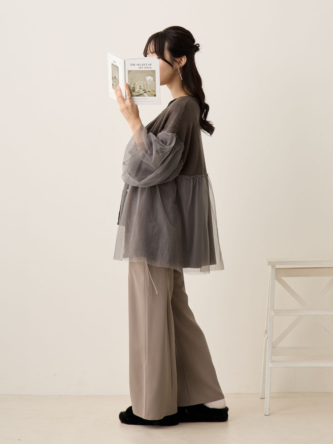 侧边蝴蝶结裤 灰色