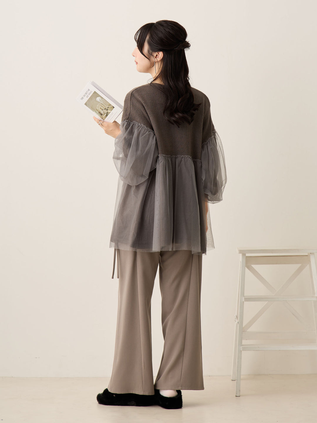 侧边蝴蝶结裤 灰色