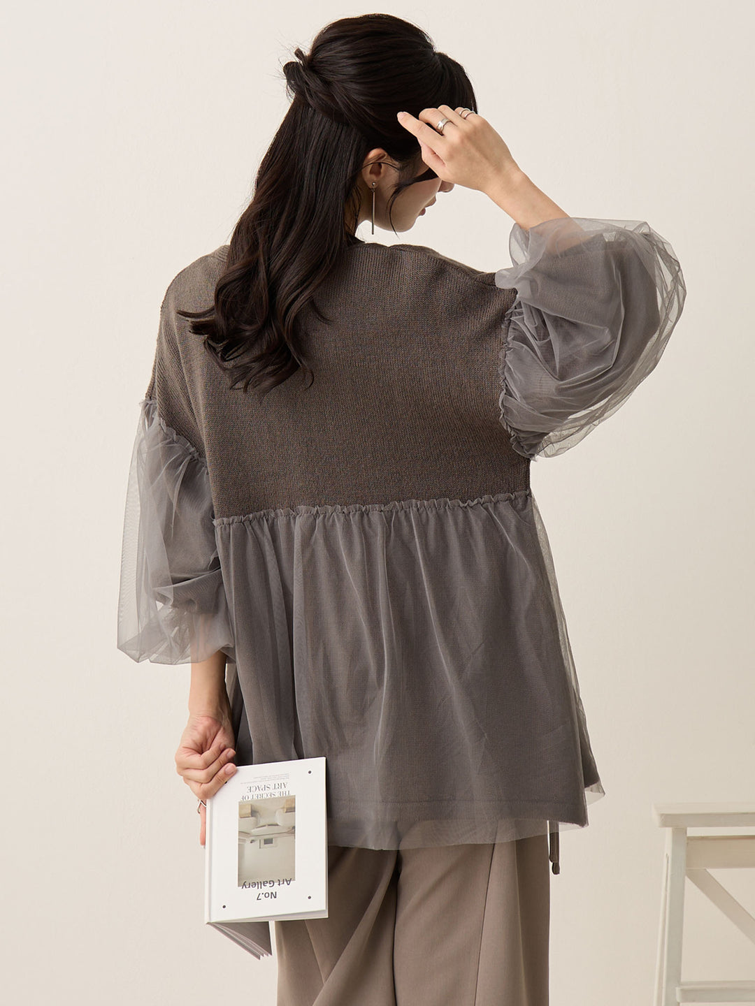 薄纱开衫，炭灰色