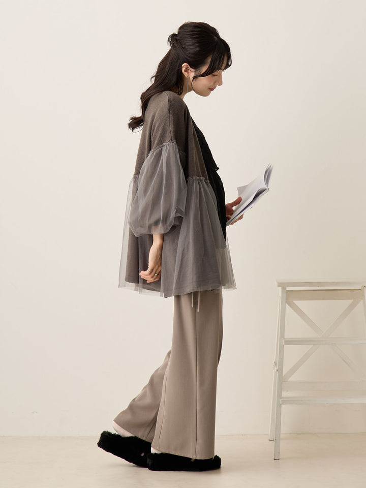 薄纱开衫，炭灰色