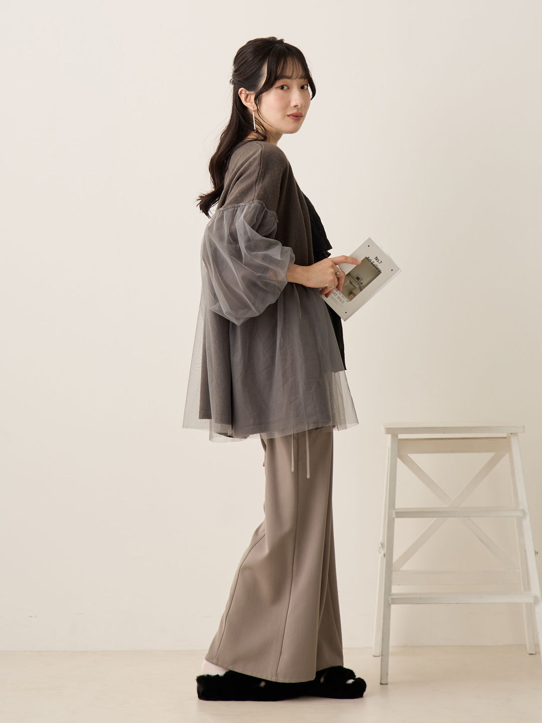 侧边蝴蝶结裤 灰色