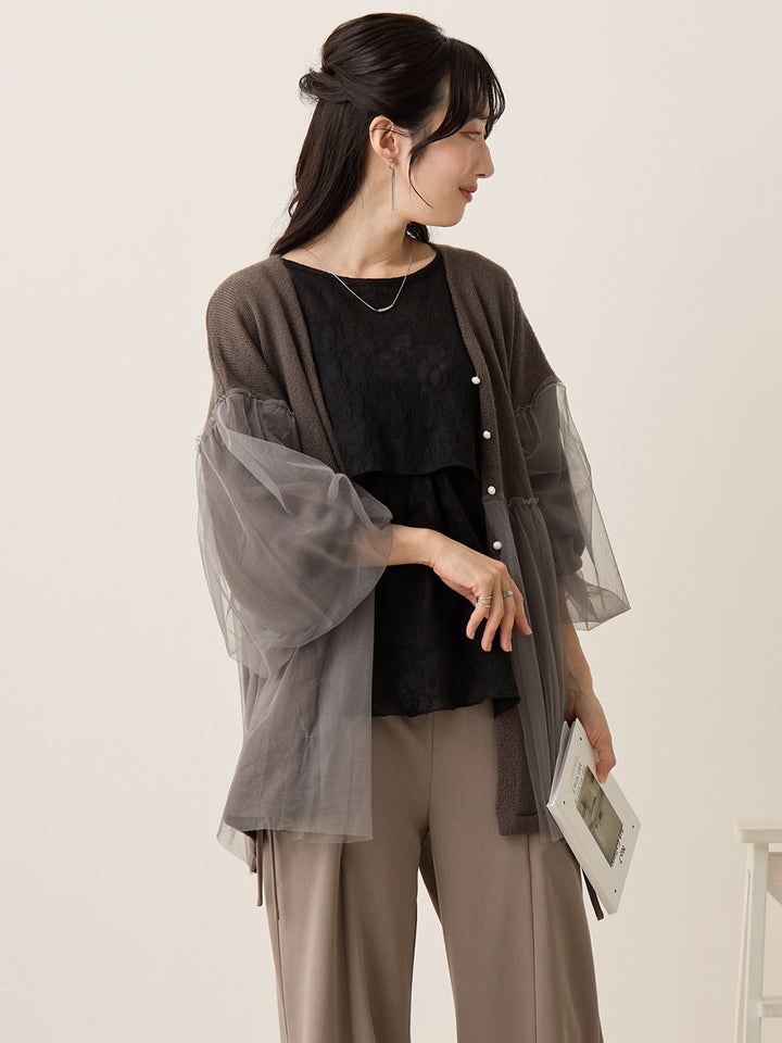 薄纱开衫，炭灰色