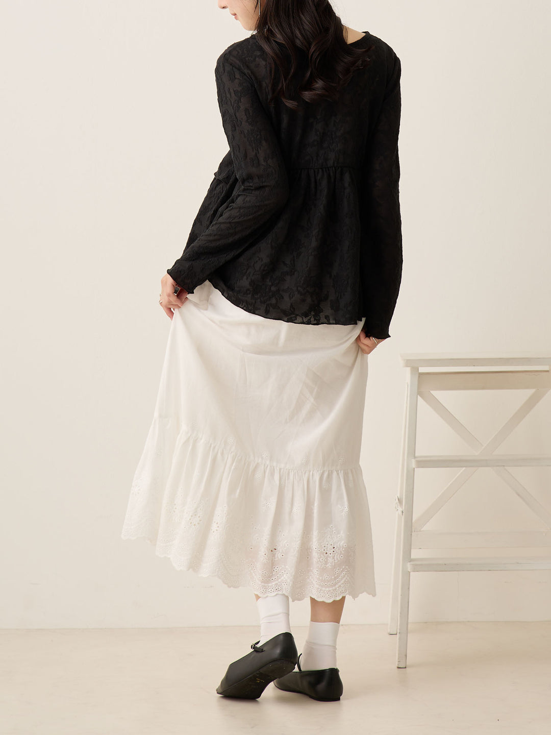 棉质蕾丝裙 白色