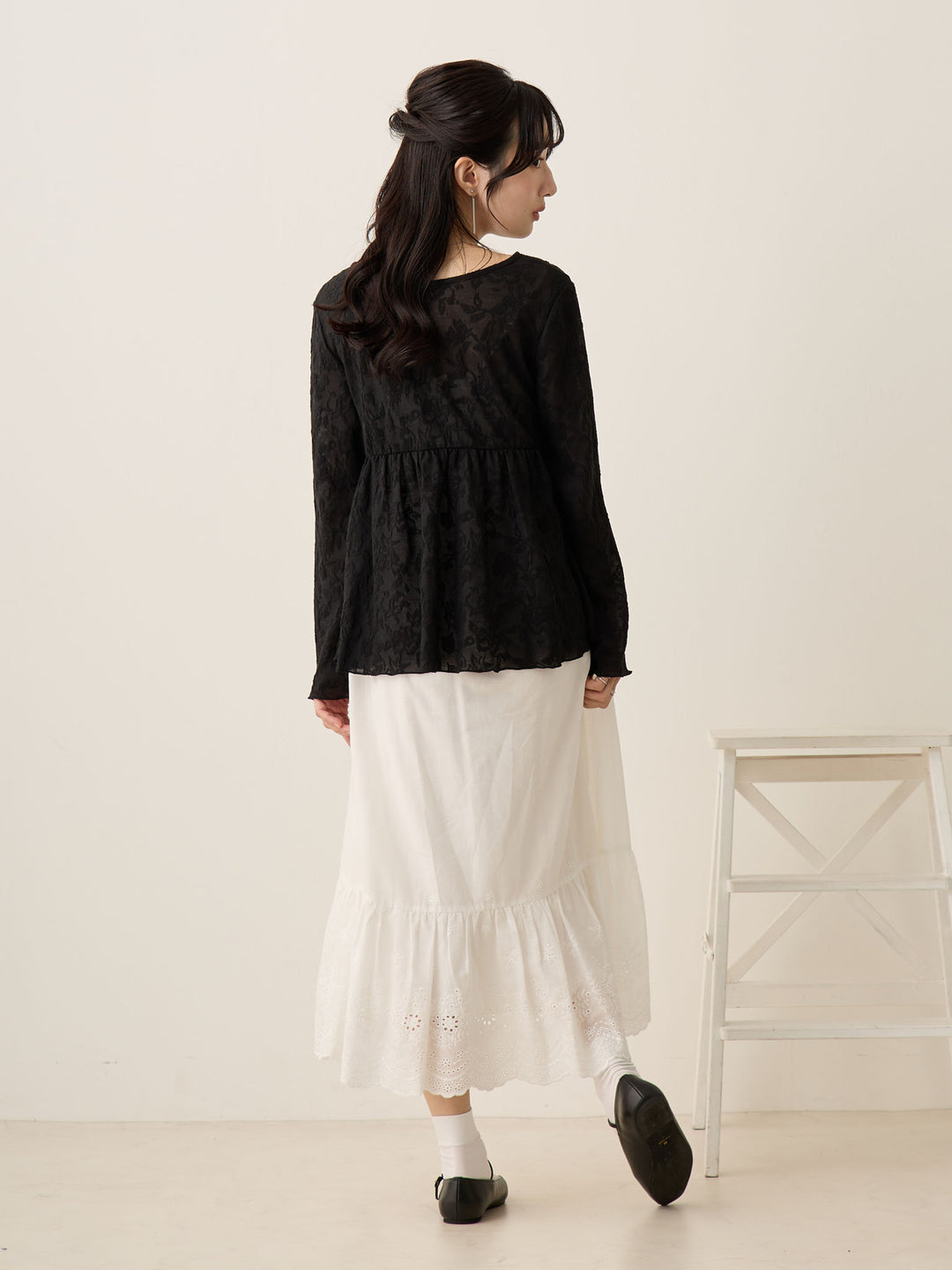 棉质蕾丝裙 白色