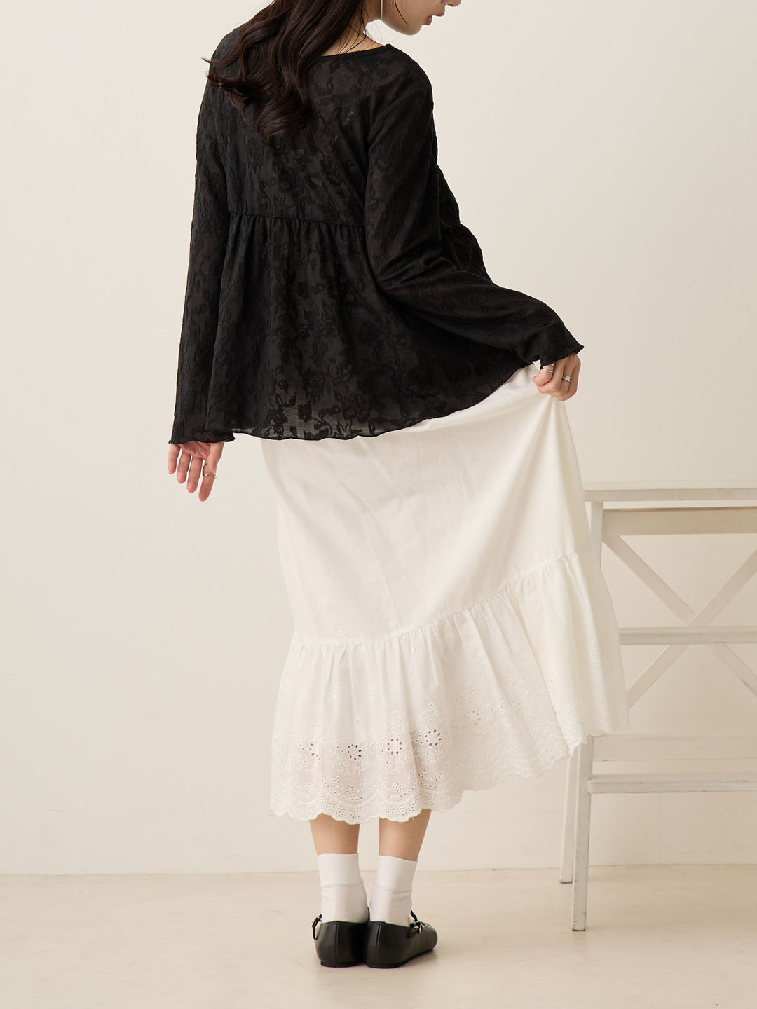 棉质蕾丝裙 白色