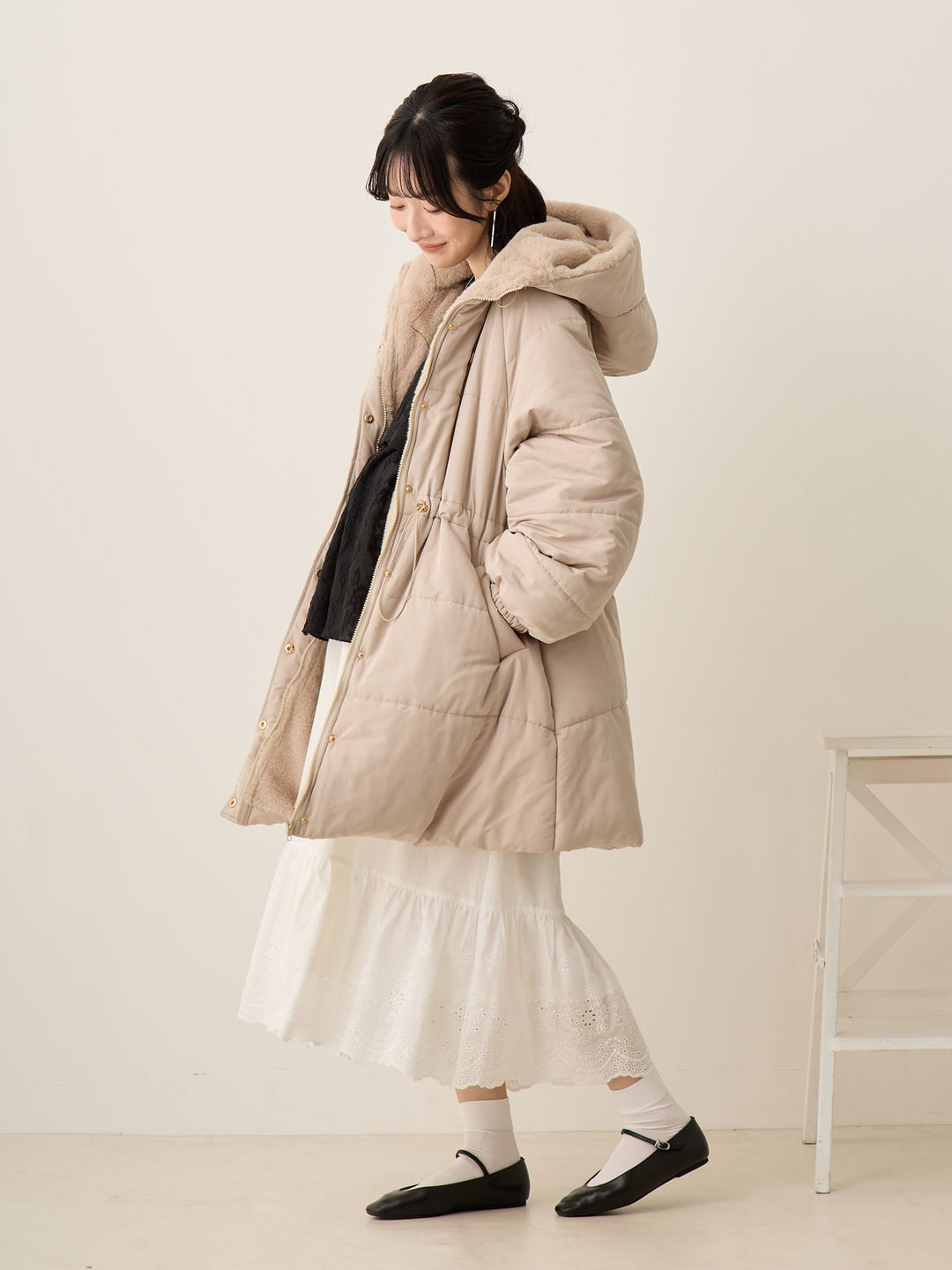 棉质蕾丝裙 白色