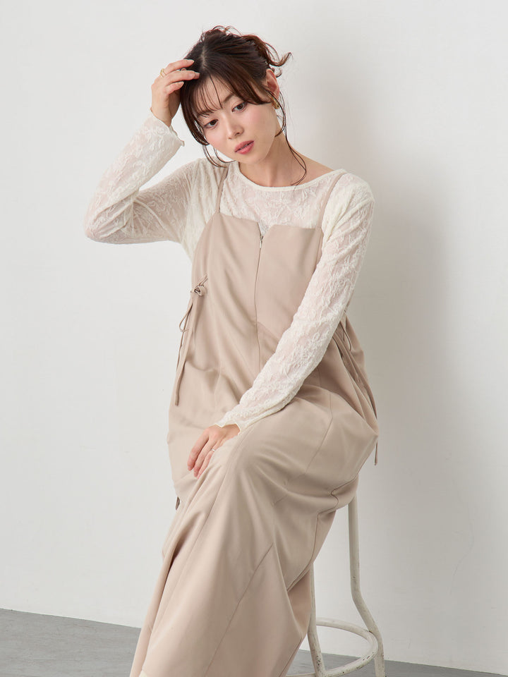 サイドリボンキャミワンピース Beige