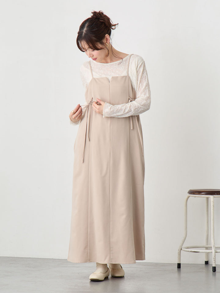 サイドリボンキャミワンピース Beige