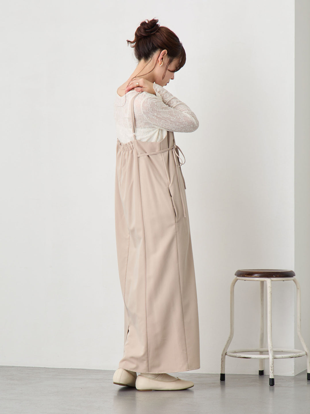 サイドリボンキャミワンピース Beige