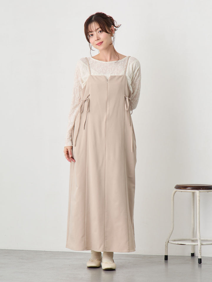 サイドリボンキャミワンピース Beige