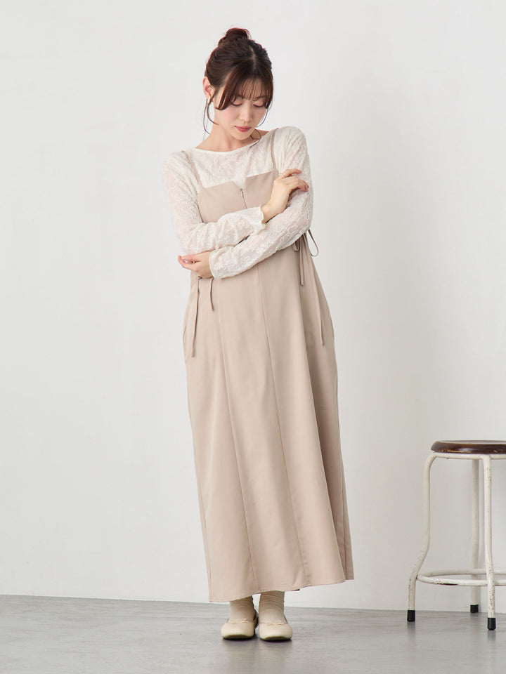 サイドリボンキャミワンピース Beige