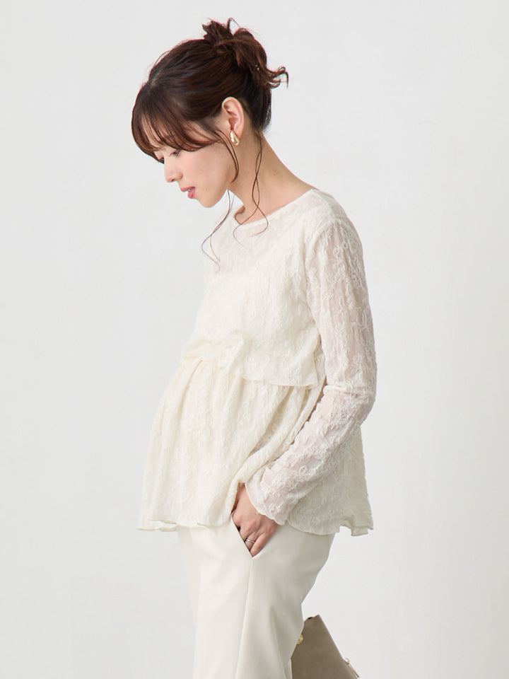 フラワージャガードトップス Ivory