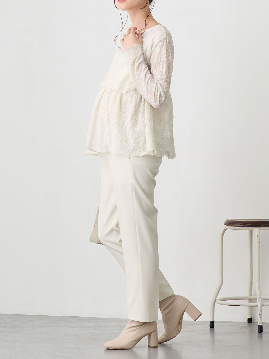 フラワージャガードトップス Ivory