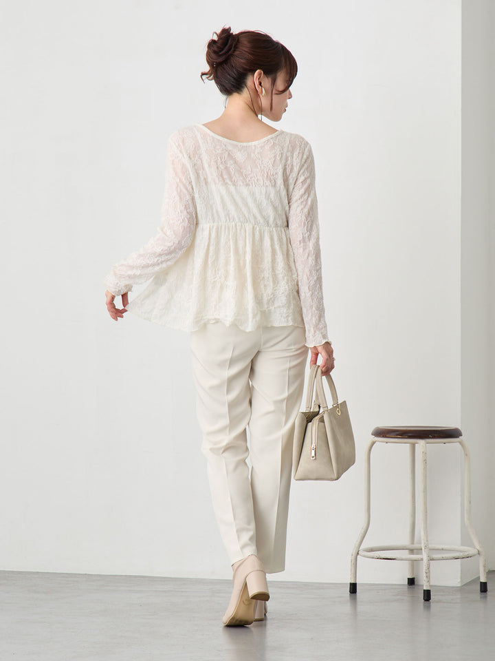 フラワージャガードトップス Ivory