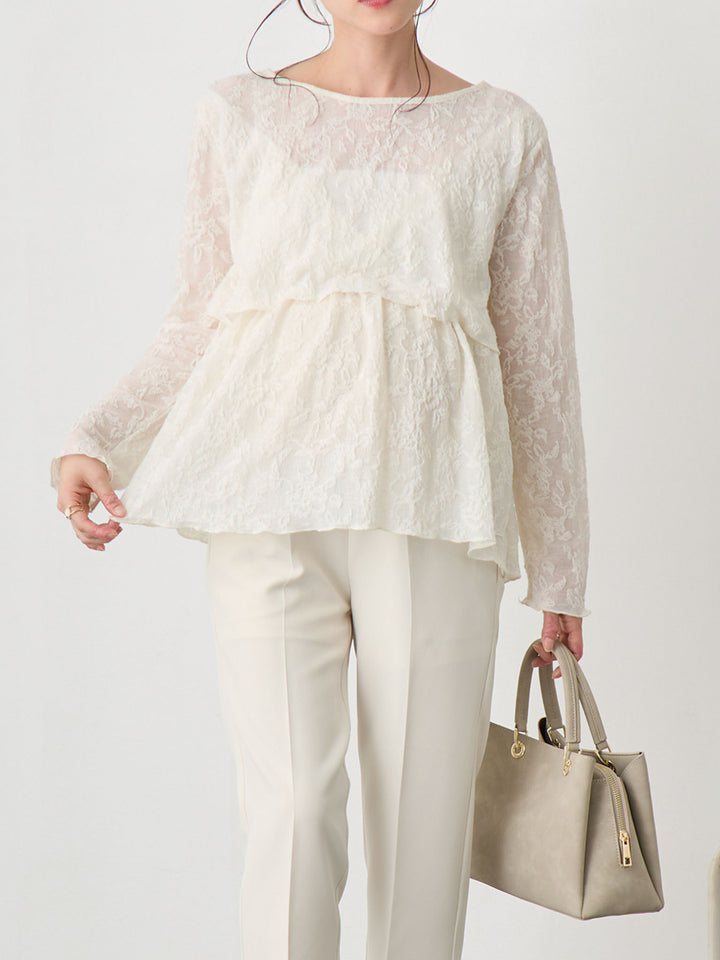 フラワージャガードトップス Ivory