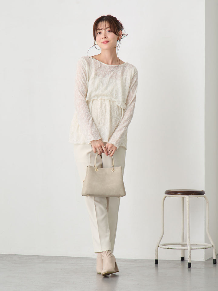 フラワージャガードトップス Ivory