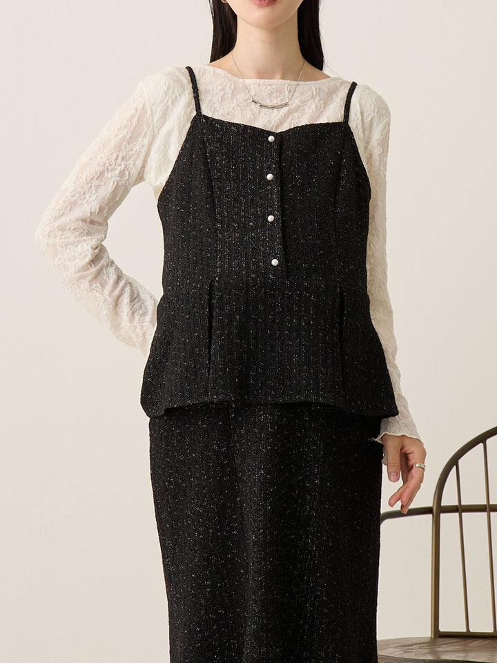 象牙色花朵提花上衣