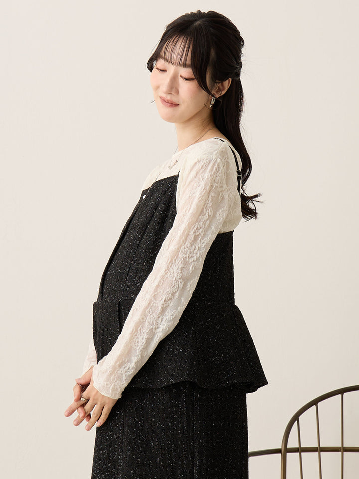 象牙色花朵提花上衣