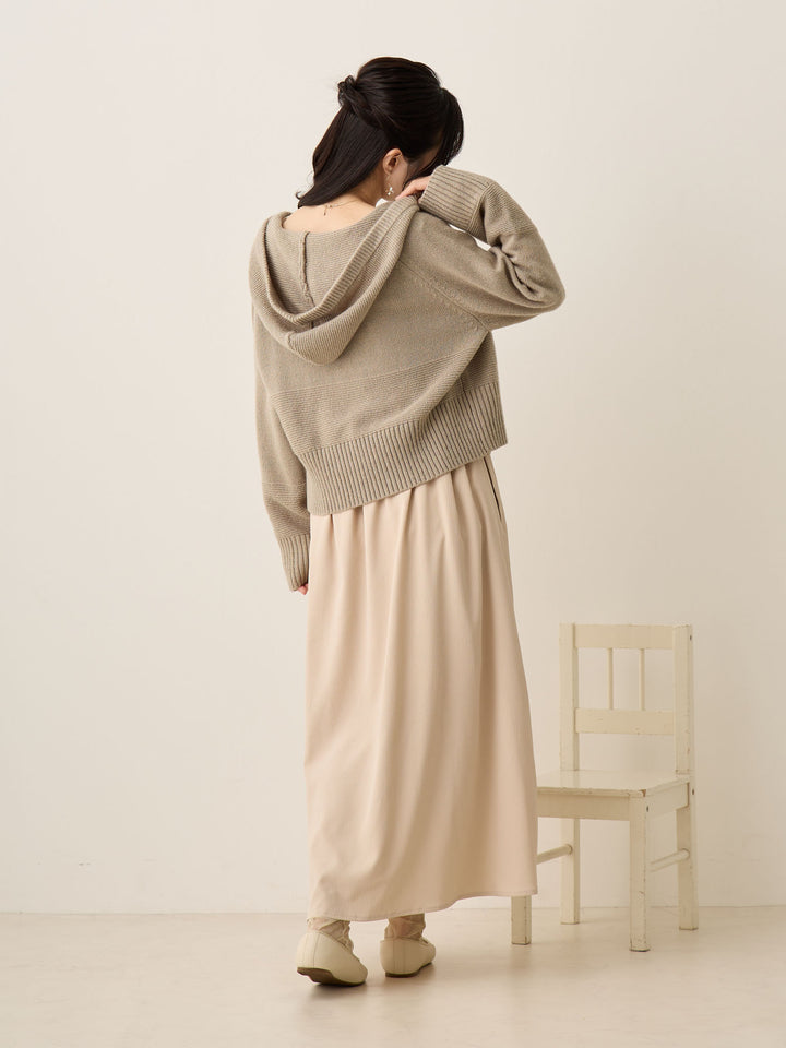 双拉链针织开衫灰色